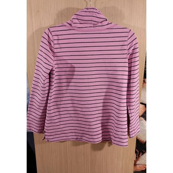 Talbots XS Women's Mock Neck Sweatshirt, Pink with Blue Stripe And Drawstring - Picture 4 of 7